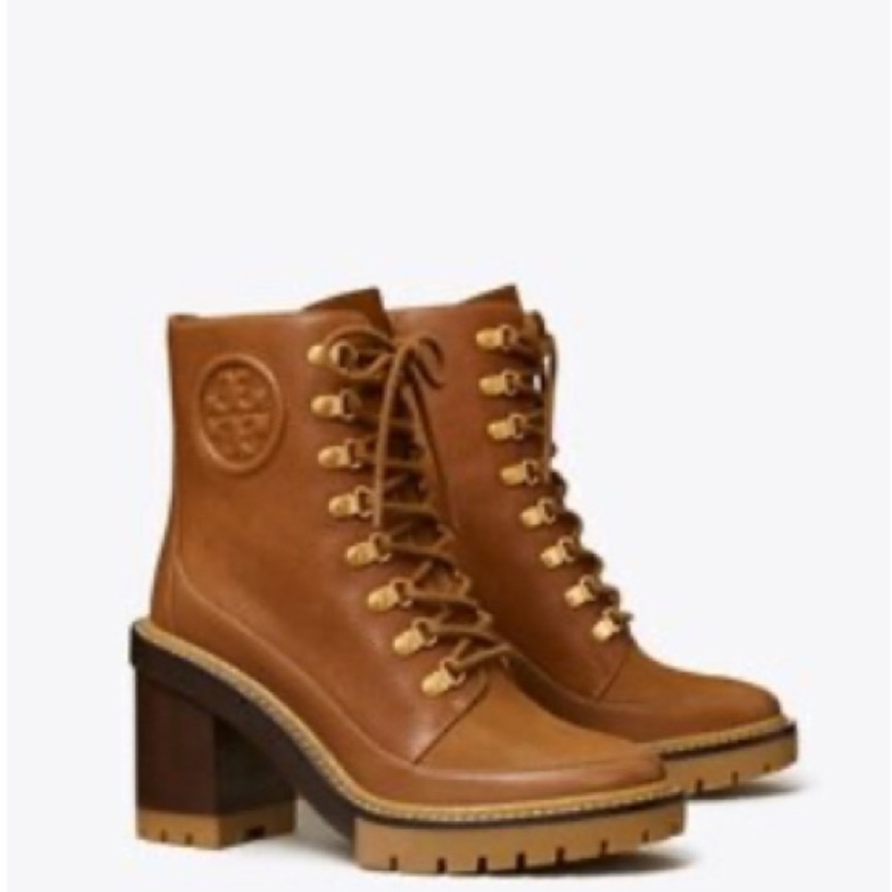Tory Burch Miller 95mm Lug Sole Anke Boots Color: Toasted Caramel 7.5 w/dust bag - Picture 3 of 10